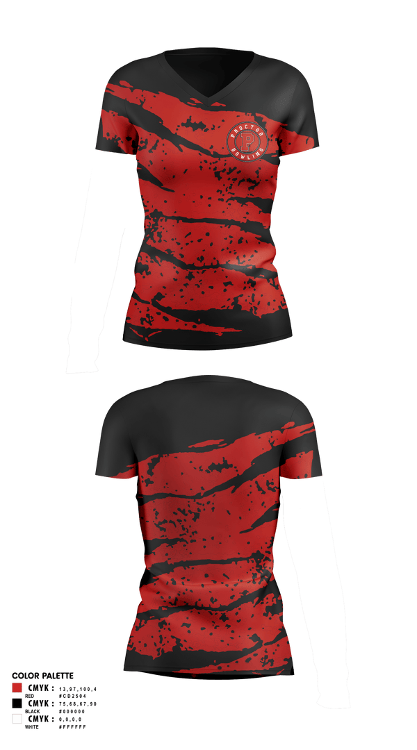 Womens Short Sleeve Vneck Shirt, Proctor Raiders, Bowling, Teamtime, Team time, sublimation, custom sports apparel, team uniforms, spirit wear, spiritwear, sports uniforms, custom shirts, team store, custom team store, fundraiser sports, apparel fundraiser