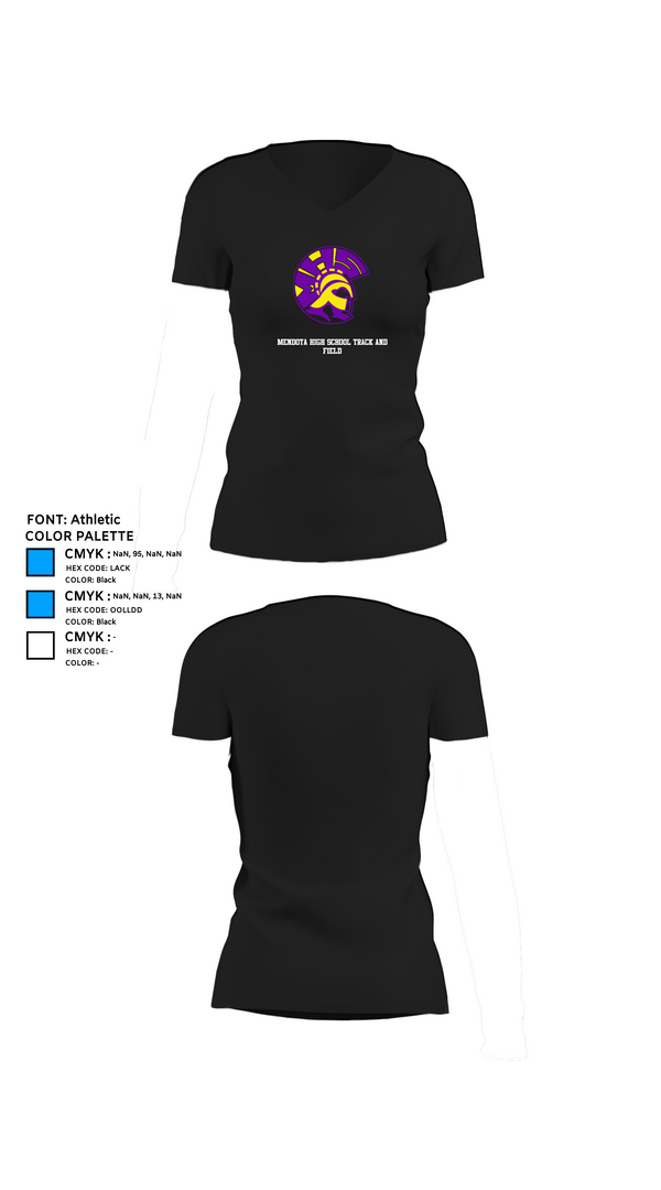 Womens Short Sleeve Vneck Shirt, Mendota High School Track and Field, Track & Field, Teamtime, Team time, sublimation, custom sports apparel, team uniforms, spirit wear, spiritwear, sports uniforms, custom shirts, team store, custom team store, fundraiser sports, apparel fundraiser