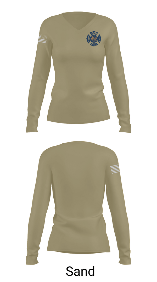 Womens Long Sleeve Vneck Shirt, Dalton Fire Department, , Teamtime, Team time, sublimation, custom sports apparel, team uniforms, spirit wear, spiritwear, sports uniforms, custom shirts, team store, custom team store, fundraiser sports, apparel fundraiser