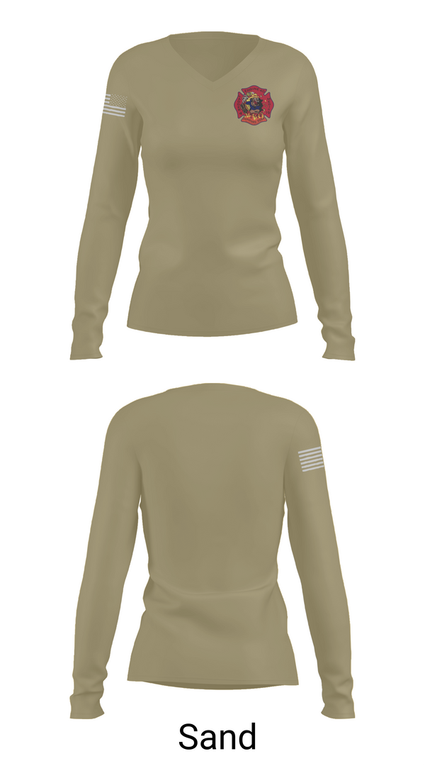 Womens Long Sleeve Vneck Shirt, Engine 40 Ladder 4 Medic 19, , Teamtime, Team time, sublimation, custom sports apparel, team uniforms, spirit wear, spiritwear, sports uniforms, custom shirts, team store, custom team store, fundraiser sports, apparel fundraiser