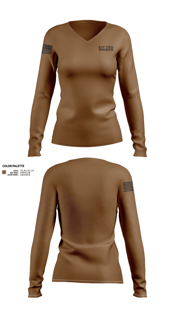 Womens Long Sleeve Vneck Shirt, 837 TRS Rhinos, Air Force, Teamtime, Team time, sublimation, custom sports apparel, team uniforms, spirit wear, spiritwear, sports uniforms, custom shirts, team store, custom team store, fundraiser sports, apparel fundraiser