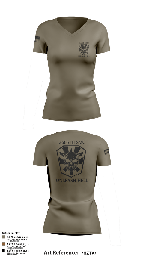 Womens Short Sleeve Vneck Shirt, 3666 Support Maintenance Company, , Teamtime, Team time, sublimation, custom sports apparel, team uniforms, spirit wear, spiritwear, sports uniforms, custom shirts, team store, custom team store, fundraiser sports, apparel fundraiser