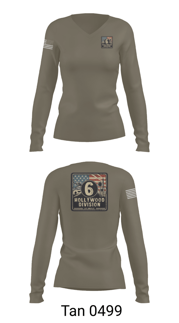 Womens Long Sleeve Vneck Shirt, Hollywood Division, Police, Teamtime, Team time, sublimation, custom sports apparel, team uniforms, spirit wear, spiritwear, sports uniforms, custom shirts, team store, custom team store, fundraiser sports, apparel fundraiser