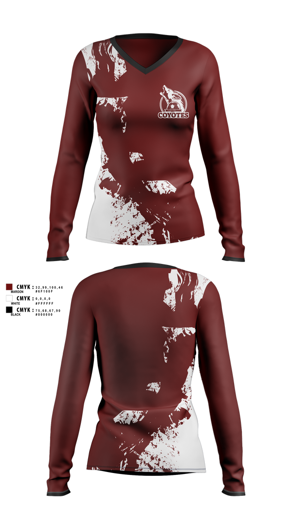 Womens Long Sleeve Vneck Shirt, AYSO 665, Spirit Store, Teamtime, Team time, sublimation, custom sports apparel, team uniforms, spirit wear, spiritwear, sports uniforms, custom shirts, team store, custom team store, fundraiser sports, apparel fundraiser