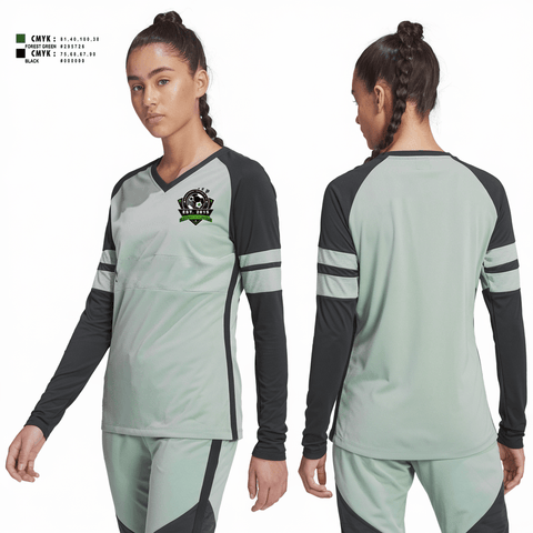 Womens Long Sleeve Vneck Shirt, Ridgecrest Republic FC, Women's Soccer, Teamtime, Team time, sublimation, custom sports apparel, team uniforms, spirit wear, spiritwear, sports uniforms, custom shirts, team store, custom team store, fundraiser sports, apparel fundraiser