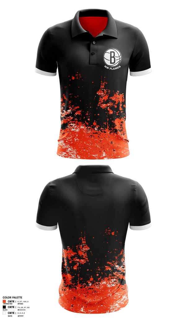 Short Sleeve Performance Polo, NW FLAMES, Men's Basketball, Teamtime, Team time, sublimation, custom sports apparel, team uniforms, spirit wear, spiritwear, sports uniforms, custom shirts, team store, custom team store, fundraiser sports, apparel fundraiser