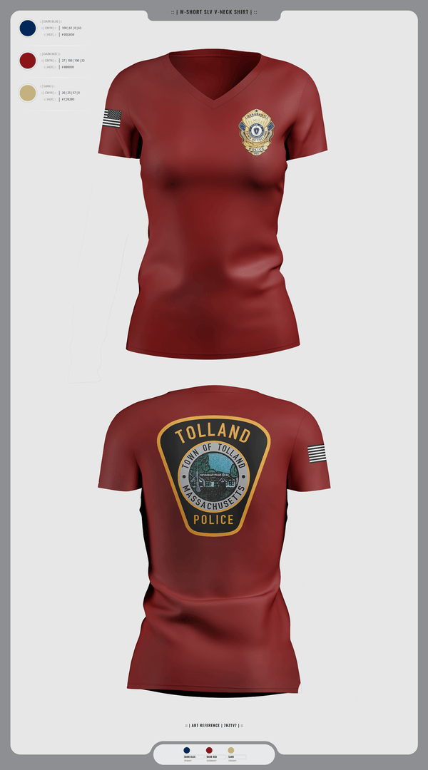 Womens Short Sleeve Vneck Shirt, Tolland Police Department, , Teamtime, Team time, sublimation, custom sports apparel, team uniforms, spirit wear, spiritwear, sports uniforms, custom shirts, team store, custom team store, fundraiser sports, apparel fundraiser