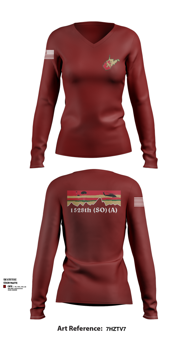 Womens Long Sleeve Vneck Shirt, 1528th FSC (SO) (A), , Teamtime, Team time, sublimation, custom sports apparel, team uniforms, spirit wear, spiritwear, sports uniforms, custom shirts, team store, custom team store, fundraiser sports, apparel fundraiser