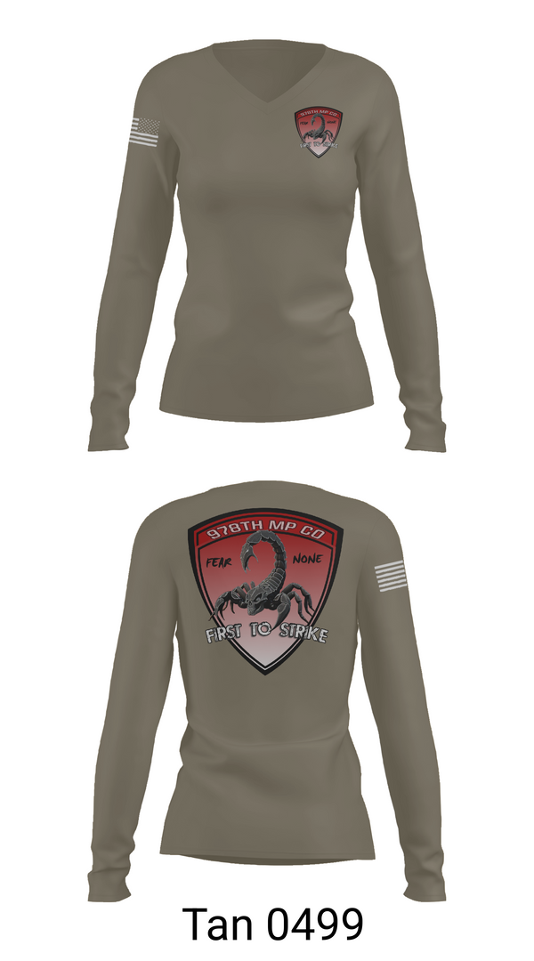 Womens Long Sleeve Vneck Shirt, 978th Military Police Company, , Teamtime, Team time, sublimation, custom sports apparel, team uniforms, spirit wear, spiritwear, sports uniforms, custom shirts, team store, custom team store, fundraiser sports, apparel fundraiser