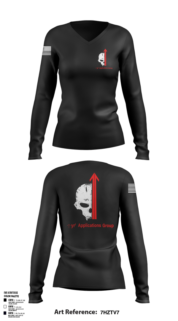 Womens Long Sleeve Vneck Shirt, Tyr1 Applications Group (T.A.G.), , Teamtime, Team time, sublimation, custom sports apparel, team uniforms, spirit wear, spiritwear, sports uniforms, custom shirts, team store, custom team store, fundraiser sports, apparel fundraiser