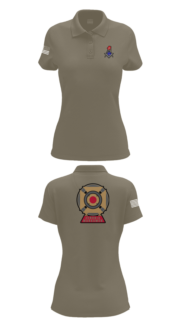 Womens Short Sleeve Performance Polo, Zenobia Marksmen, , Teamtime, Team time, sublimation, custom sports apparel, team uniforms, spirit wear, spiritwear, sports uniforms, custom shirts, team store, custom team store, fundraiser sports, apparel fundraiser