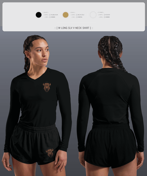 Womens Long Sleeve Vneck Shirt, Hugo Buffaloes Tennis, Tennis, Teamtime, Team time, sublimation, custom sports apparel, team uniforms, spirit wear, spiritwear, sports uniforms, custom shirts, team store, custom team store, fundraiser sports, apparel fundraiser