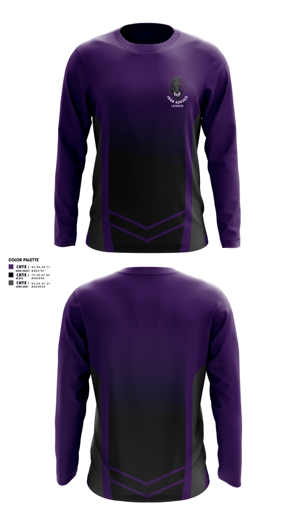 Long Sleeve Performance Shirt, Iron Horses, Men's Lacrosse, Teamtime, Team time, sublimation, custom sports apparel, team uniforms, spirit wear, spiritwear, sports uniforms, custom shirts, team store, custom team store, fundraiser sports, apparel fundraiser