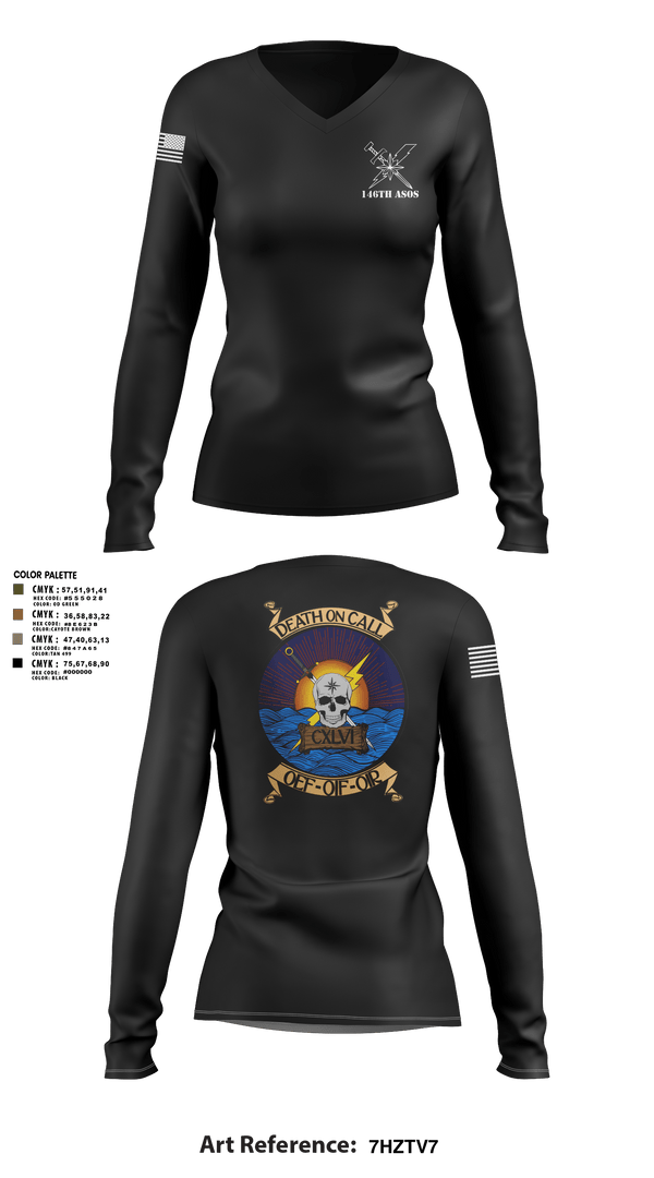 Womens Long Sleeve Vneck Shirt, 146th ASOS, Air Force, Teamtime, Team time, sublimation, custom sports apparel, team uniforms, spirit wear, spiritwear, sports uniforms, custom shirts, team store, custom team store, fundraiser sports, apparel fundraiser