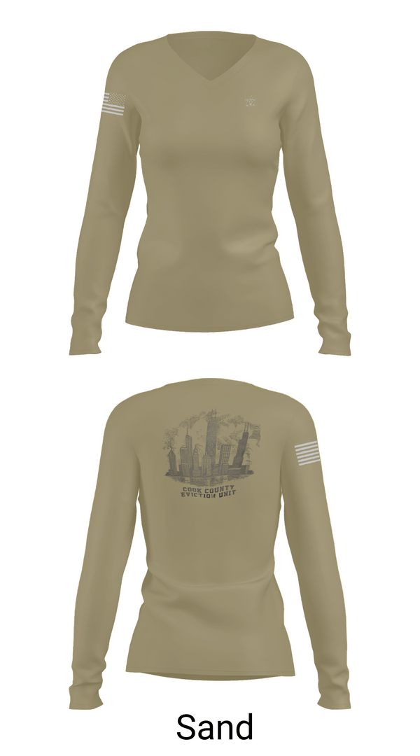 Womens Long Sleeve Vneck Shirt, Cook County Sheriff’s Department, , Teamtime, Team time, sublimation, custom sports apparel, team uniforms, spirit wear, spiritwear, sports uniforms, custom shirts, team store, custom team store, fundraiser sports, apparel fundraiser