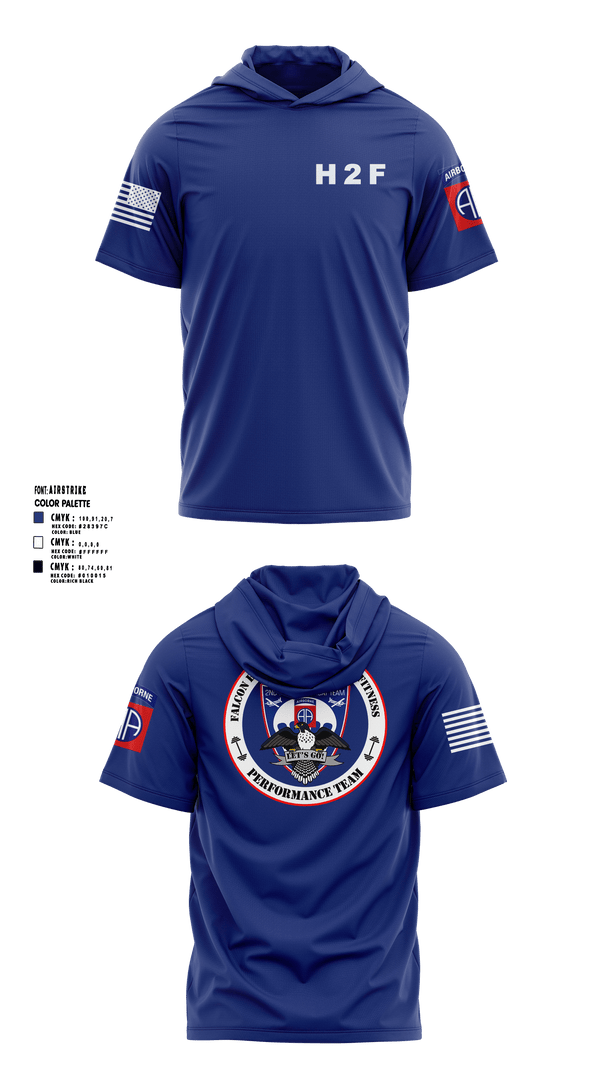 Short Sleeve Performance Shirt with hood, 2BCT H2F, Army, Teamtime, Team time, sublimation, custom sports apparel, team uniforms, spirit wear, spiritwear, sports uniforms, custom shirts, team store, custom team store, fundraiser sports, apparel fundraiser