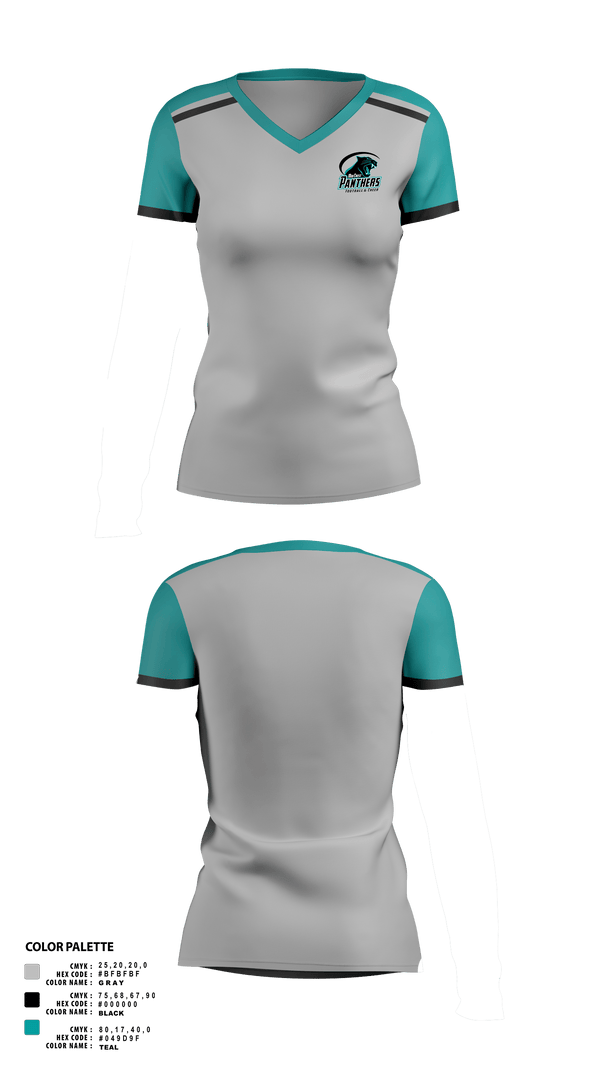 Womens Short Sleeve Vneck Shirt, MidCrest Panthers, , Teamtime, Team time, sublimation, custom sports apparel, team uniforms, spirit wear, spiritwear, sports uniforms, custom shirts, team store, custom team store, fundraiser sports, apparel fundraiser