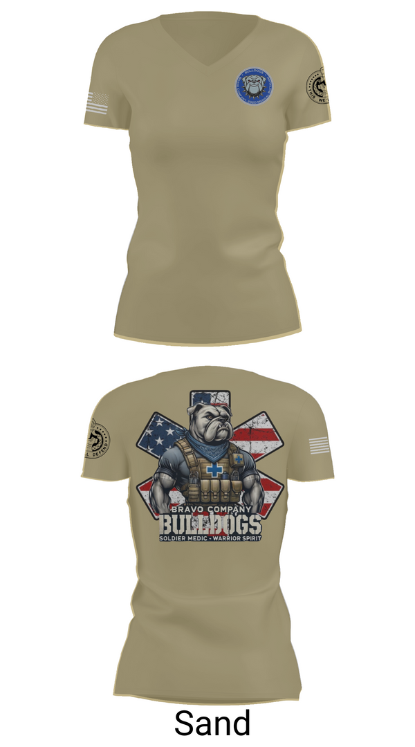Womens Short Sleeve Vneck Shirt, Bravo Company Bulldogs, , Teamtime, Team time, sublimation, custom sports apparel, team uniforms, spirit wear, spiritwear, sports uniforms, custom shirts, team store, custom team store, fundraiser sports, apparel fundraiser
