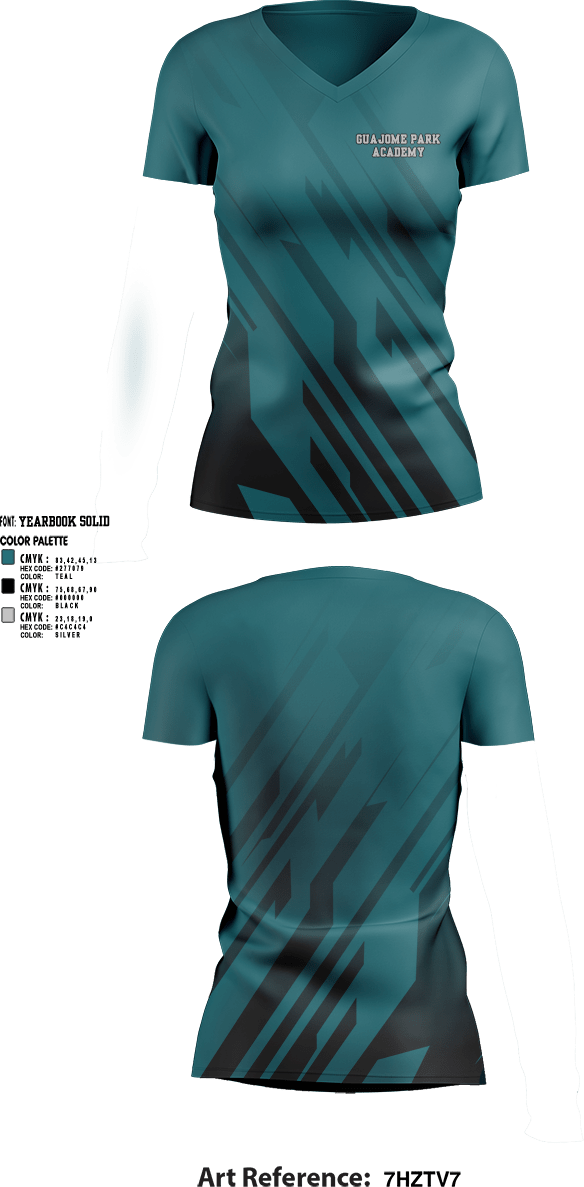 Womens Short Sleeve Vneck Shirt, Guajome Park Academy, Frogs, Spirit Store, Teamtime, Team time, sublimation, custom sports apparel, team uniforms, spirit wear, spiritwear, sports uniforms, custom shirts, team store, custom team store, fundraiser sports, apparel fundraiser