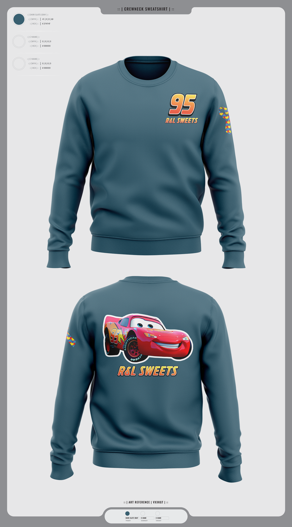 Crew Neck Sweatshirt, R&L Sweets, Track & Field, Teamtime, Team time, sublimation, custom sports apparel, team uniforms, spirit wear, spiritwear, sports uniforms, custom shirts, team store, custom team store, fundraiser sports, apparel fundraiser
