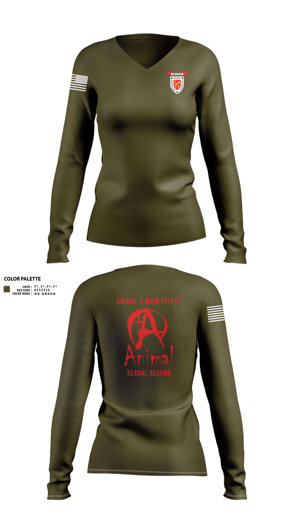 Womens Long Sleeve Vneck Shirt, 1/7 animal, , Teamtime, Team time, sublimation, custom sports apparel, team uniforms, spirit wear, spiritwear, sports uniforms, custom shirts, team store, custom team store, fundraiser sports, apparel fundraiser