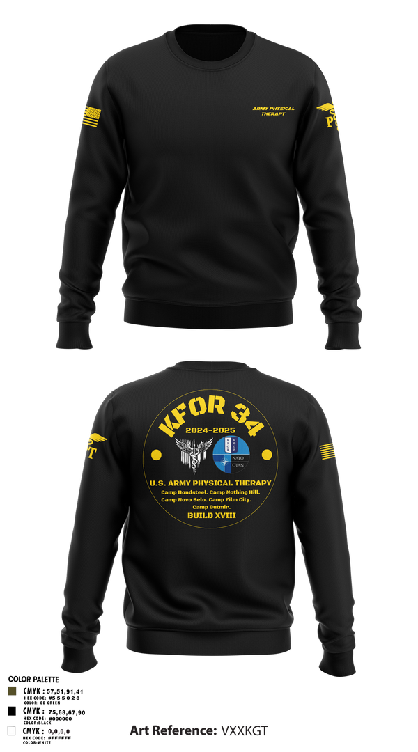 Crew Neck Sweatshirt, KFOR34 Physical Therapy, Army, Teamtime, Team time, sublimation, custom sports apparel, team uniforms, spirit wear, spiritwear, sports uniforms, custom shirts, team store, custom team store, fundraiser sports, apparel fundraiser
