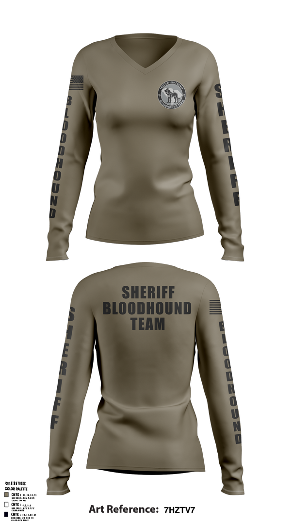Womens Long Sleeve Vneck Shirt, Chesterfield County Sheriff Office, Police, Teamtime, Team time, sublimation, custom sports apparel, team uniforms, spirit wear, spiritwear, sports uniforms, custom shirts, team store, custom team store, fundraiser sports, apparel fundraiser