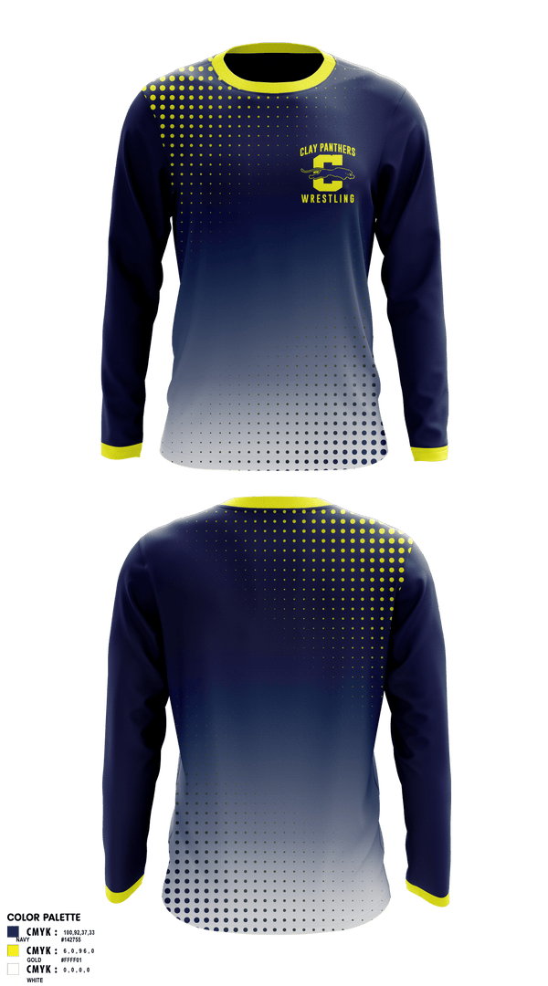 Long Sleeve Rash Guard Shirt, Clay Panthers, Wrestling, Teamtime, Team time, sublimation, custom sports apparel, team uniforms, spirit wear, spiritwear, sports uniforms, custom shirts, team store, custom team store, fundraiser sports, apparel fundraiser