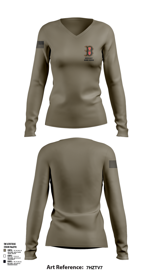 Womens Long Sleeve Vneck Shirt, 387th EOD, , Teamtime, Team time, sublimation, custom sports apparel, team uniforms, spirit wear, spiritwear, sports uniforms, custom shirts, team store, custom team store, fundraiser sports, apparel fundraiser