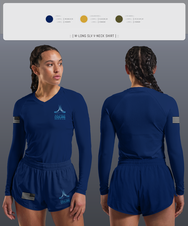 Womens Long Sleeve Vneck Shirt, 9th Civil Engineer Squadron, , Teamtime, Team time, sublimation, custom sports apparel, team uniforms, spirit wear, spiritwear, sports uniforms, custom shirts, team store, custom team store, fundraiser sports, apparel fundraiser