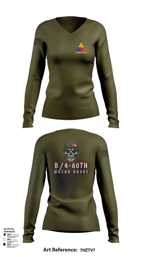 Womens Long Sleeve Vneck Shirt, B/4-60TH ADAR, Army, Teamtime, Team time, sublimation, custom sports apparel, team uniforms, spirit wear, spiritwear, sports uniforms, custom shirts, team store, custom team store, fundraiser sports, apparel fundraiser