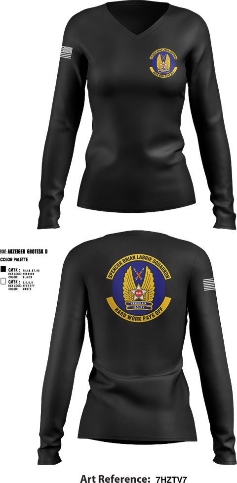 Womens Long Sleeve Vneck Shirt, Spencer Brian LaBrie Squadron, , Teamtime, Team time, sublimation, custom sports apparel, team uniforms, spirit wear, spiritwear, sports uniforms, custom shirts, team store, custom team store, fundraiser sports, apparel fundraiser
