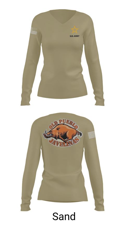 Womens Long Sleeve Vneck Shirt, Old Pueblo, , Teamtime, Team time, sublimation, custom sports apparel, team uniforms, spirit wear, spiritwear, sports uniforms, custom shirts, team store, custom team store, fundraiser sports, apparel fundraiser