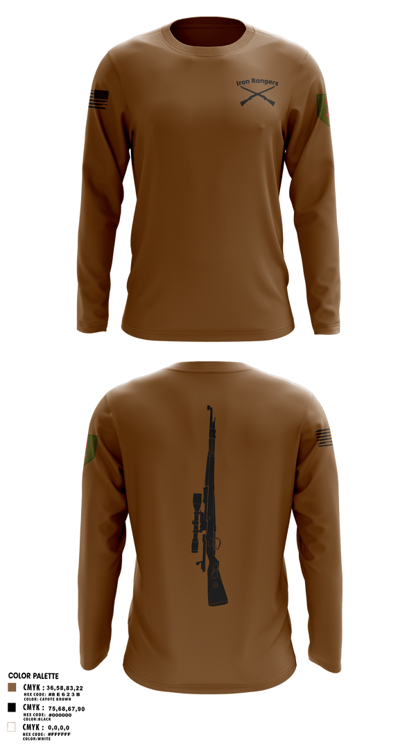 Long Sleeve Performance Shirt, Iron Rangers, Army, Teamtime, Team time, sublimation, custom sports apparel, team uniforms, spirit wear, spiritwear, sports uniforms, custom shirts, team store, custom team store, fundraiser sports, apparel fundraiser