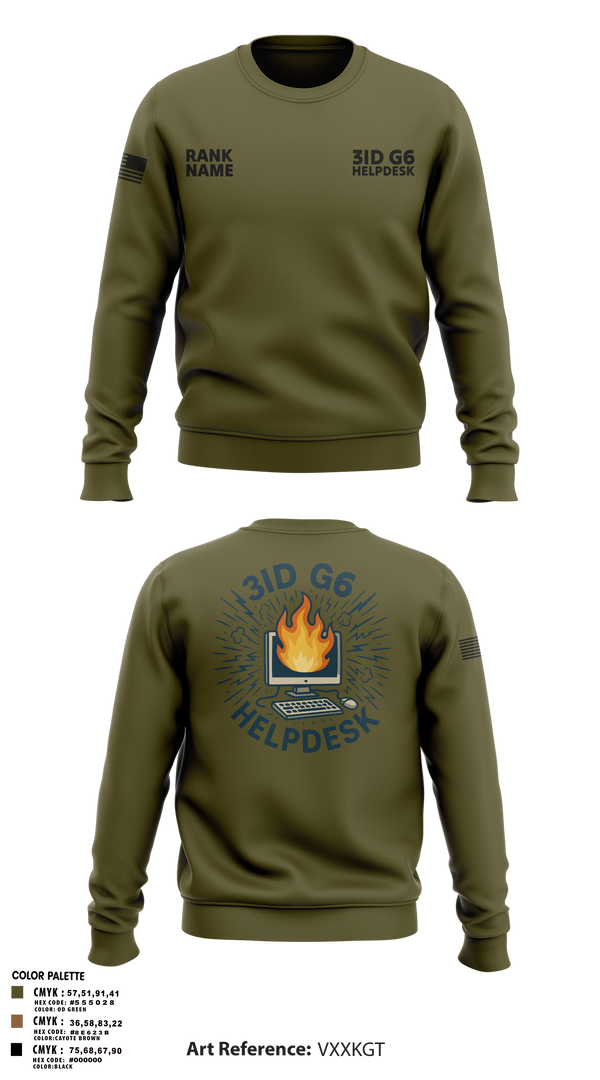 Crew Neck Sweatshirt, 3ID G6 Helpdesk, , Teamtime, Team time, sublimation, custom sports apparel, team uniforms, spirit wear, spiritwear, sports uniforms, custom shirts, team store, custom team store, fundraiser sports, apparel fundraiser