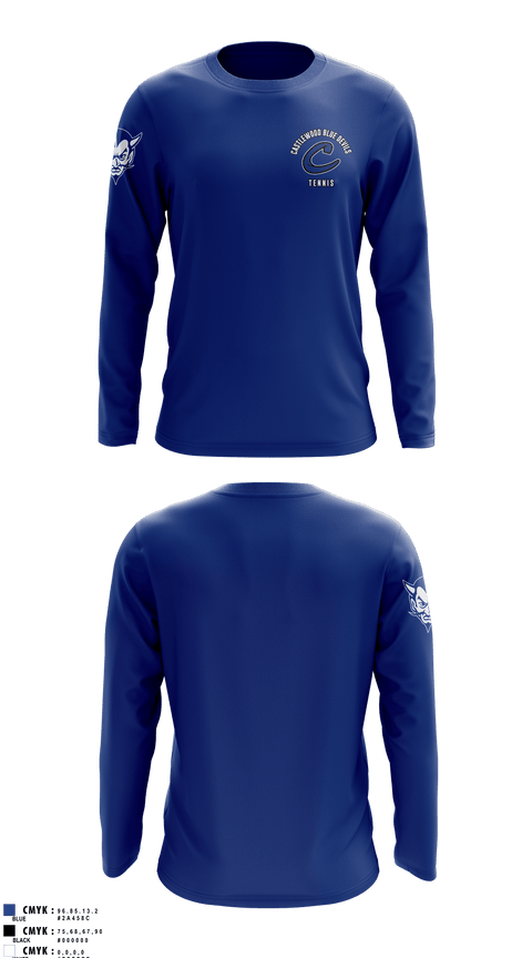 Long Sleeve Performance Shirt, Castlewood Blue Devils, Tennis, Teamtime, Team time, sublimation, custom sports apparel, team uniforms, spirit wear, spiritwear, sports uniforms, custom shirts, team store, custom team store, fundraiser sports, apparel fundraiser