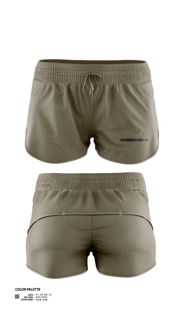 Womens Shorts, Generation 13, , Teamtime, Team time, sublimation, custom sports apparel, team uniforms, spirit wear, spiritwear, sports uniforms, custom shirts, team store, custom team store, fundraiser sports, apparel fundraiser