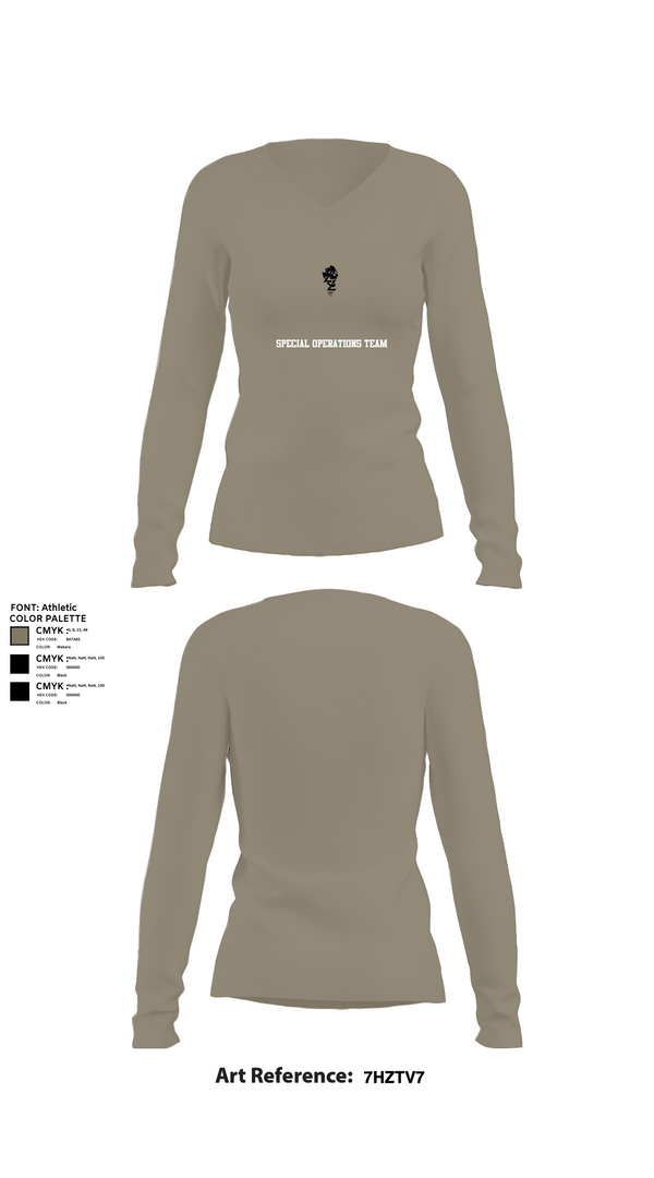 Womens Long Sleeve Vneck Shirt, Special Operations Team, , Teamtime, Team time, sublimation, custom sports apparel, team uniforms, spirit wear, spiritwear, sports uniforms, custom shirts, team store, custom team store, fundraiser sports, apparel fundraiser