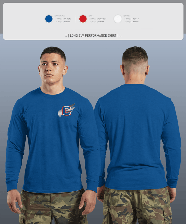 Long Sleeve Performance Shirt, Cleveland Blue Raiders, Track & Field, Teamtime, Team time, sublimation, custom sports apparel, team uniforms, spirit wear, spiritwear, sports uniforms, custom shirts, team store, custom team store, fundraiser sports, apparel fundraiser