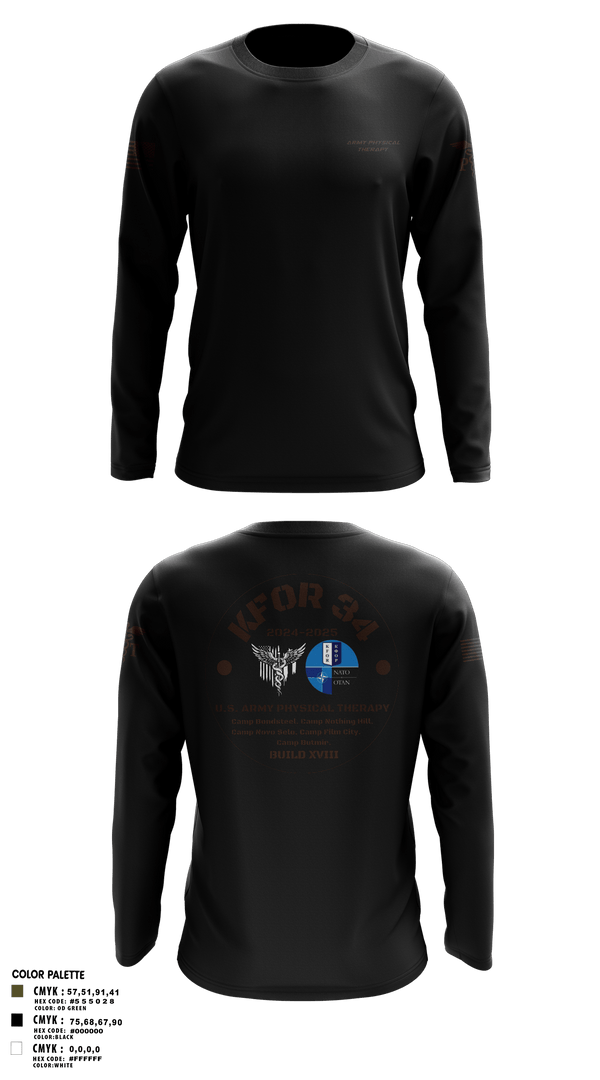 Long Sleeve Performance Shirt, KFOR34 Physical Therapy, Army, Teamtime, Team time, sublimation, custom sports apparel, team uniforms, spirit wear, spiritwear, sports uniforms, custom shirts, team store, custom team store, fundraiser sports, apparel fundraiser