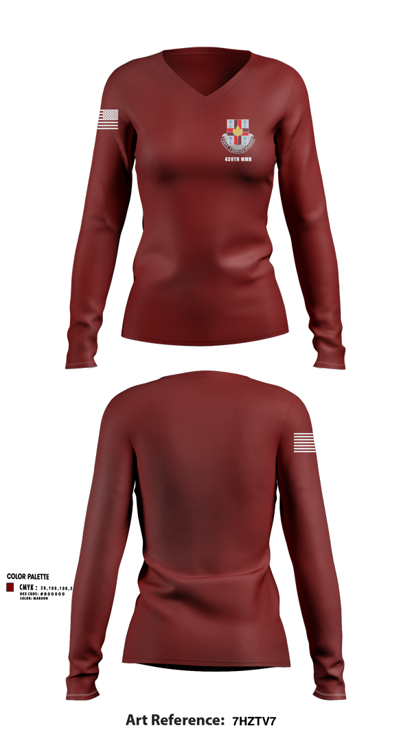 Womens Long Sleeve Vneck Shirt, 439th MMB, , Teamtime, Team time, sublimation, custom sports apparel, team uniforms, spirit wear, spiritwear, sports uniforms, custom shirts, team store, custom team store, fundraiser sports, apparel fundraiser