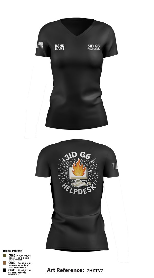 Womens Short Sleeve Vneck Shirt, 3ID G6 Helpdesk, , Teamtime, Team time, sublimation, custom sports apparel, team uniforms, spirit wear, spiritwear, sports uniforms, custom shirts, team store, custom team store, fundraiser sports, apparel fundraiser
