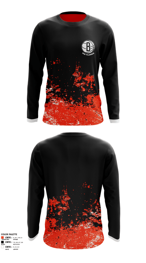 Long Sleeve Performance Shirt, NW FLAMES, Men's Basketball, Teamtime, Team time, sublimation, custom sports apparel, team uniforms, spirit wear, spiritwear, sports uniforms, custom shirts, team store, custom team store, fundraiser sports, apparel fundraiser
