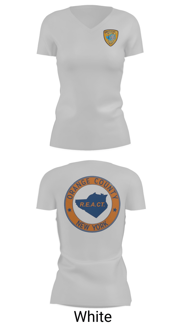 Womens Short Sleeve Vneck Shirt, Orange County REACT, , Teamtime, Team time, sublimation, custom sports apparel, team uniforms, spirit wear, spiritwear, sports uniforms, custom shirts, team store, custom team store, fundraiser sports, apparel fundraiser