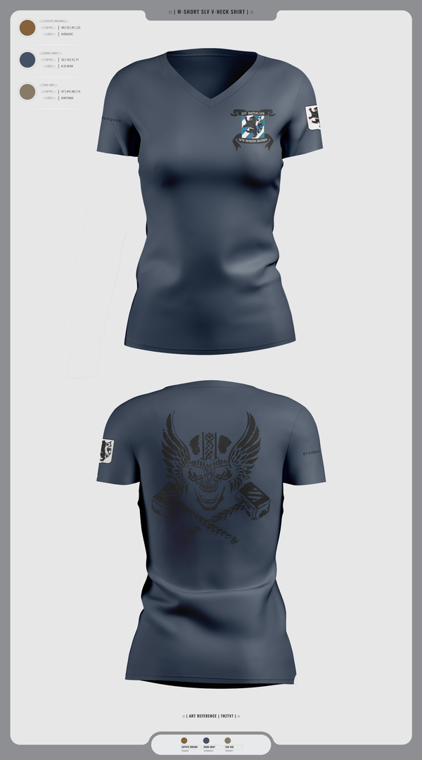 Womens Short Sleeve Vneck Shirt, 1-28 Infantry battalion, , Teamtime, Team time, sublimation, custom sports apparel, team uniforms, spirit wear, spiritwear, sports uniforms, custom shirts, team store, custom team store, fundraiser sports, apparel fundraiser
