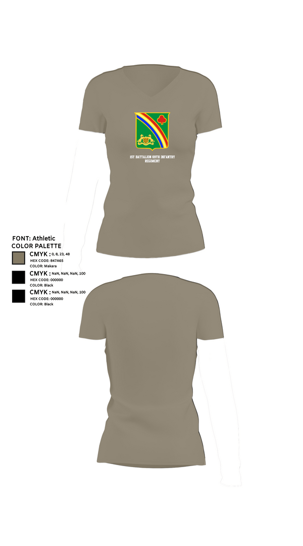 Womens Short Sleeve Vneck Shirt, 1st Battalion 69th Infantry Regiment, Army, Teamtime, Team time, sublimation, custom sports apparel, team uniforms, spirit wear, spiritwear, sports uniforms, custom shirts, team store, custom team store, fundraiser sports, apparel fundraiser