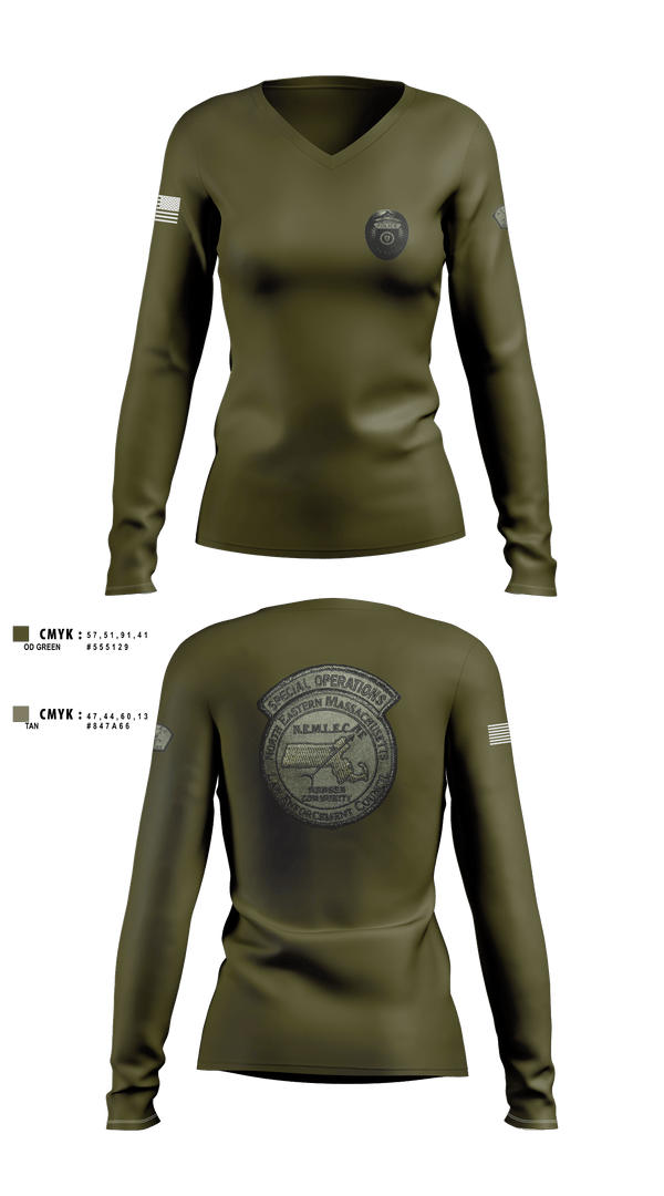 Womens Long Sleeve Vneck Shirt, NEMLEC SWAT, , Teamtime, Team time, sublimation, custom sports apparel, team uniforms, spirit wear, spiritwear, sports uniforms, custom shirts, team store, custom team store, fundraiser sports, apparel fundraiser