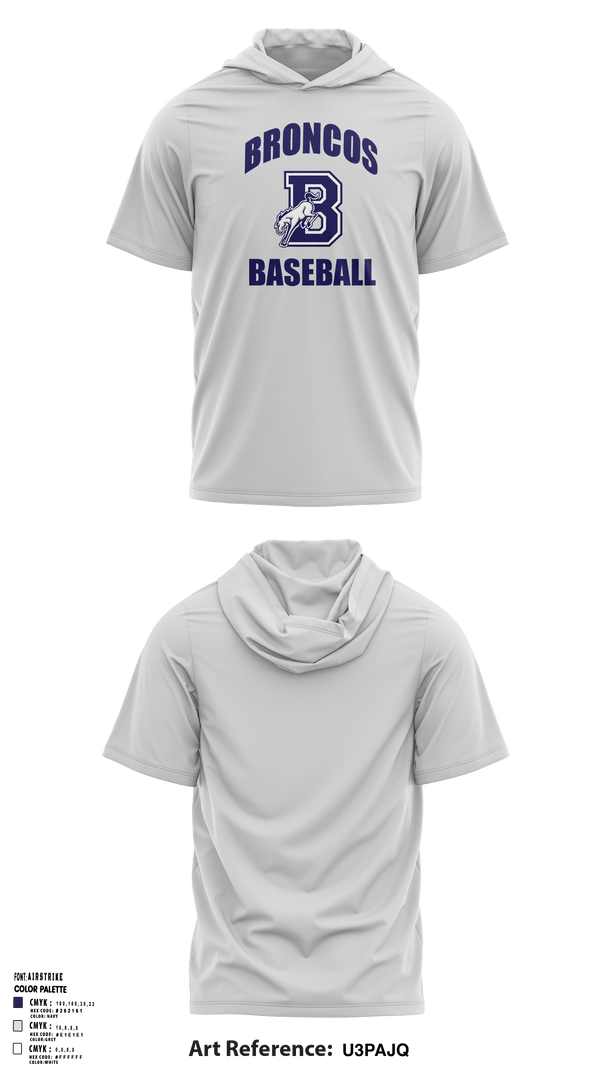Short Sleeve Performance Shirt with hood, Burrillville High School Broncos Baseball, Baseball, Teamtime, Team time, sublimation, custom sports apparel, team uniforms, spirit wear, spiritwear, sports uniforms, custom shirts, team store, custom team store, fundraiser sports, apparel fundraiser