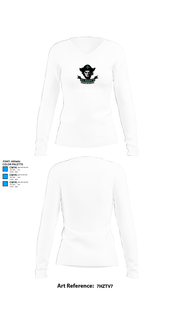 Womens Long Sleeve Vneck Shirt, Saint Mary's High School Track & Field, Track & Field, Teamtime, Team time, sublimation, custom sports apparel, team uniforms, spirit wear, spiritwear, sports uniforms, custom shirts, team store, custom team store, fundraiser sports, apparel fundraiser