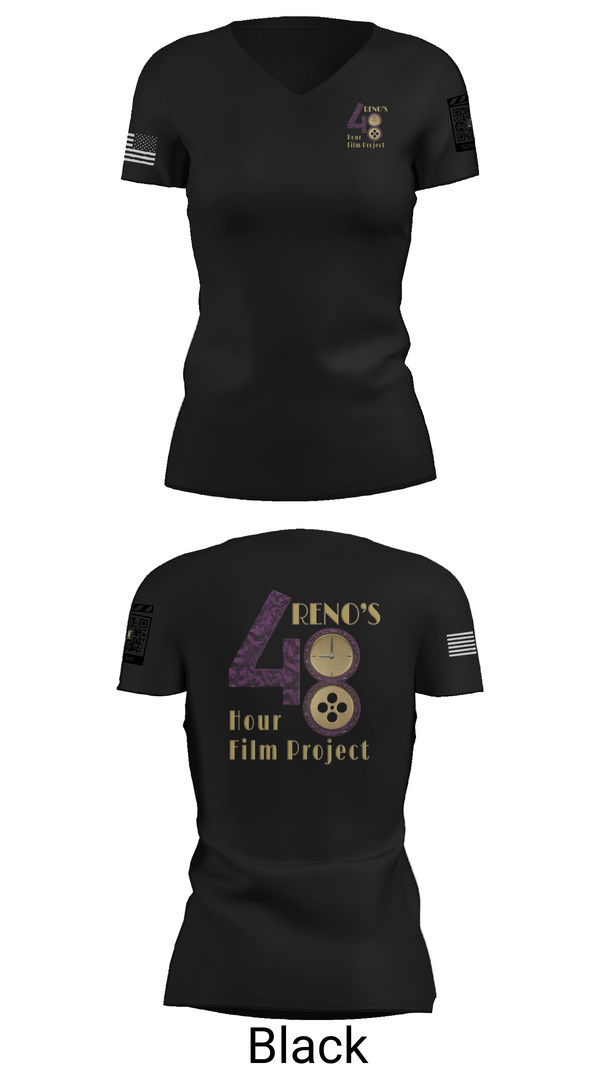 Womens Short Sleeve Vneck Shirt, 48 Hour Film Project, , Teamtime, Team time, sublimation, custom sports apparel, team uniforms, spirit wear, spiritwear, sports uniforms, custom shirts, team store, custom team store, fundraiser sports, apparel fundraiser